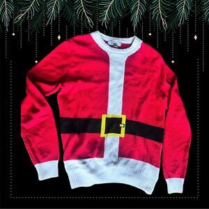 Santa Claus Sweater Costume Outfit Mens Women’s Red Seasonal Funny Holiday Red M
